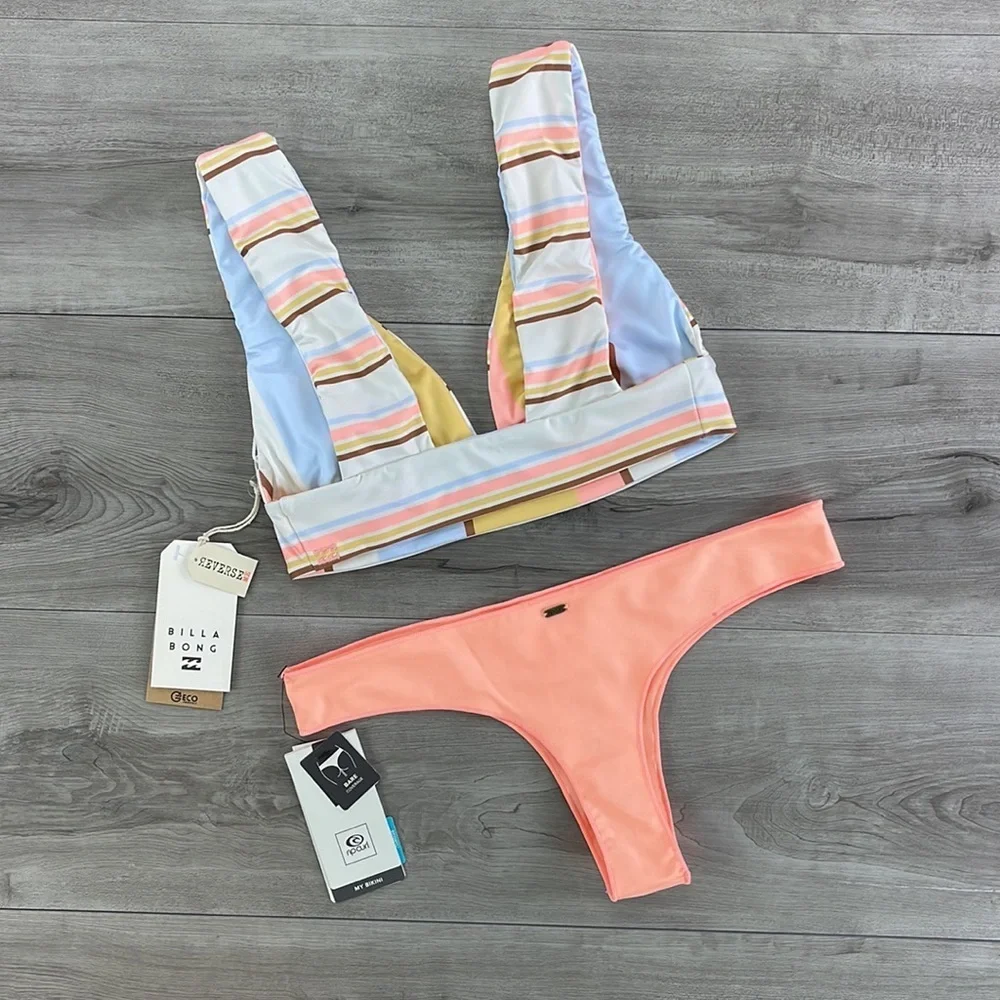 ☀️BILLABONG☀️ RIP CURL☀️FEELING SUNNY PLUNGE CLASSIC SURF SKIMKY BIKINI